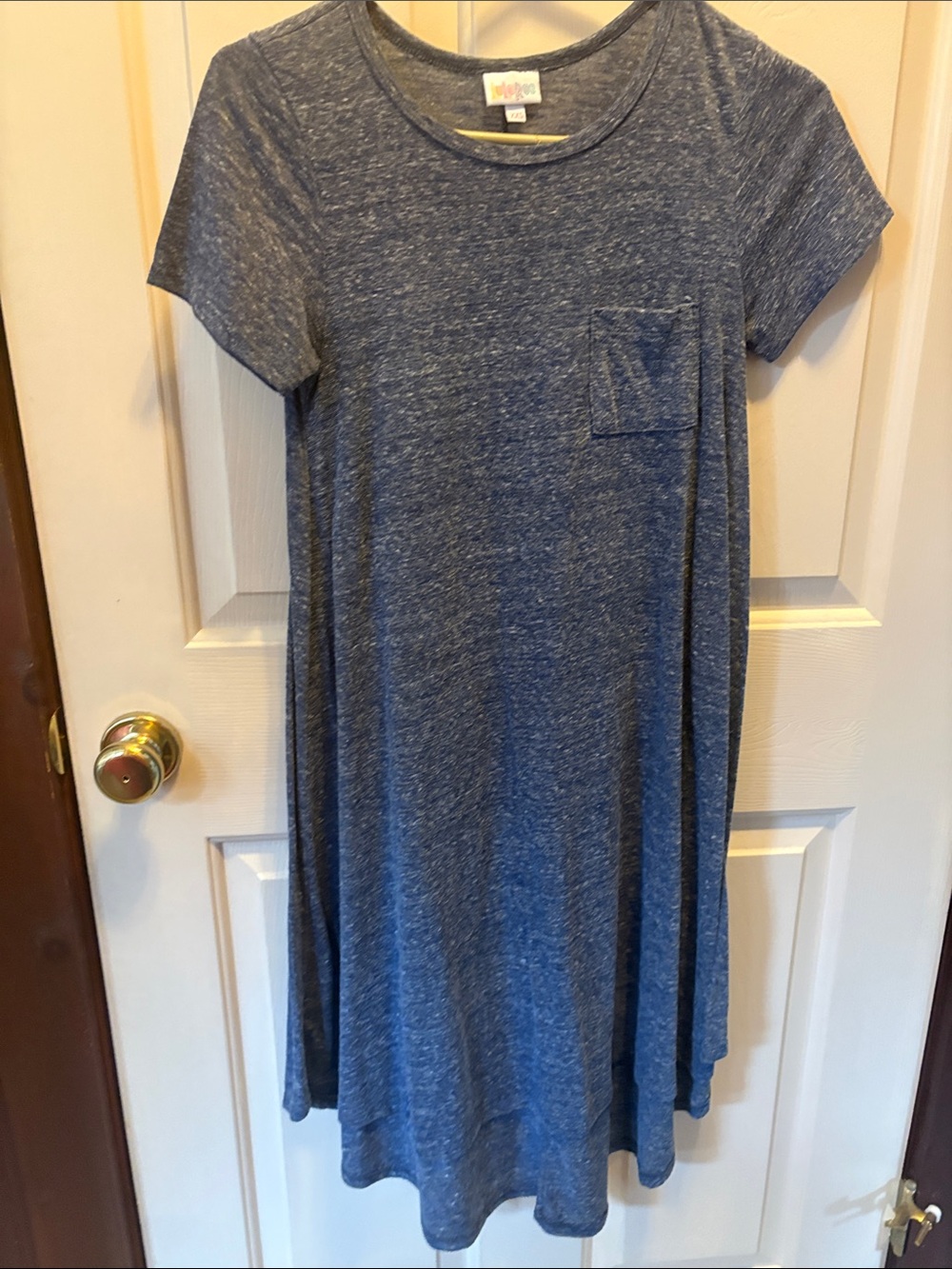 LuLaRoe Heathered Blue T-Shirt Carly Dress Sz XXS